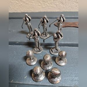 Golf Tic-tac-toe Pewter Pieces Missing Board Mini Golfers And Golf Balls